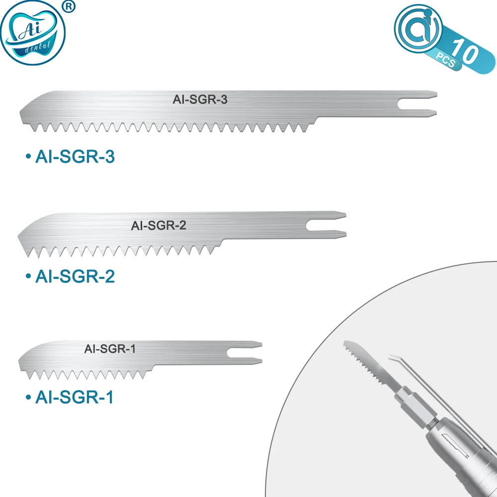 10 SET AI-SGR-1-2-3 Dental 1.8mm Reciprocation Saw Blades 10mm/20mm/30mm Only for Bone Cutting Implant Handpiece  3 pcs/set