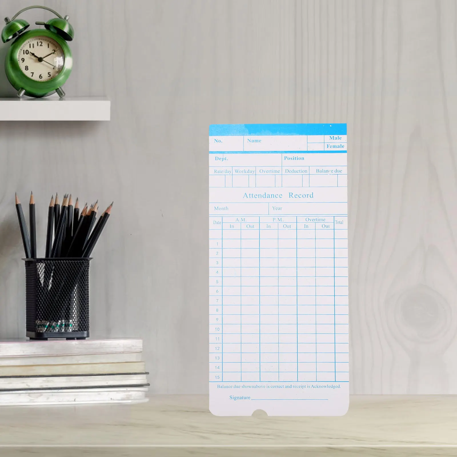 بطاقات وقت المكتب، بطاقة محمولة خفيفة الوزن للحضور، ملخص شهري أسبوعي على الوجهين #5