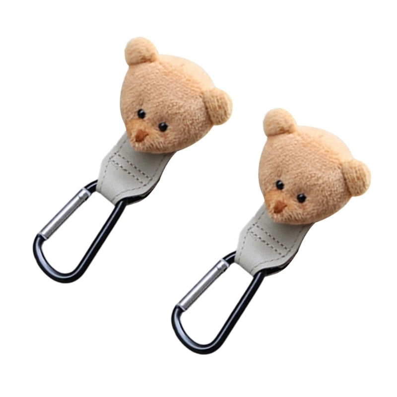 2xCute Bear cochecito bebé gancho cuero PU organizador cochecito bebé organizadores carrito infantil