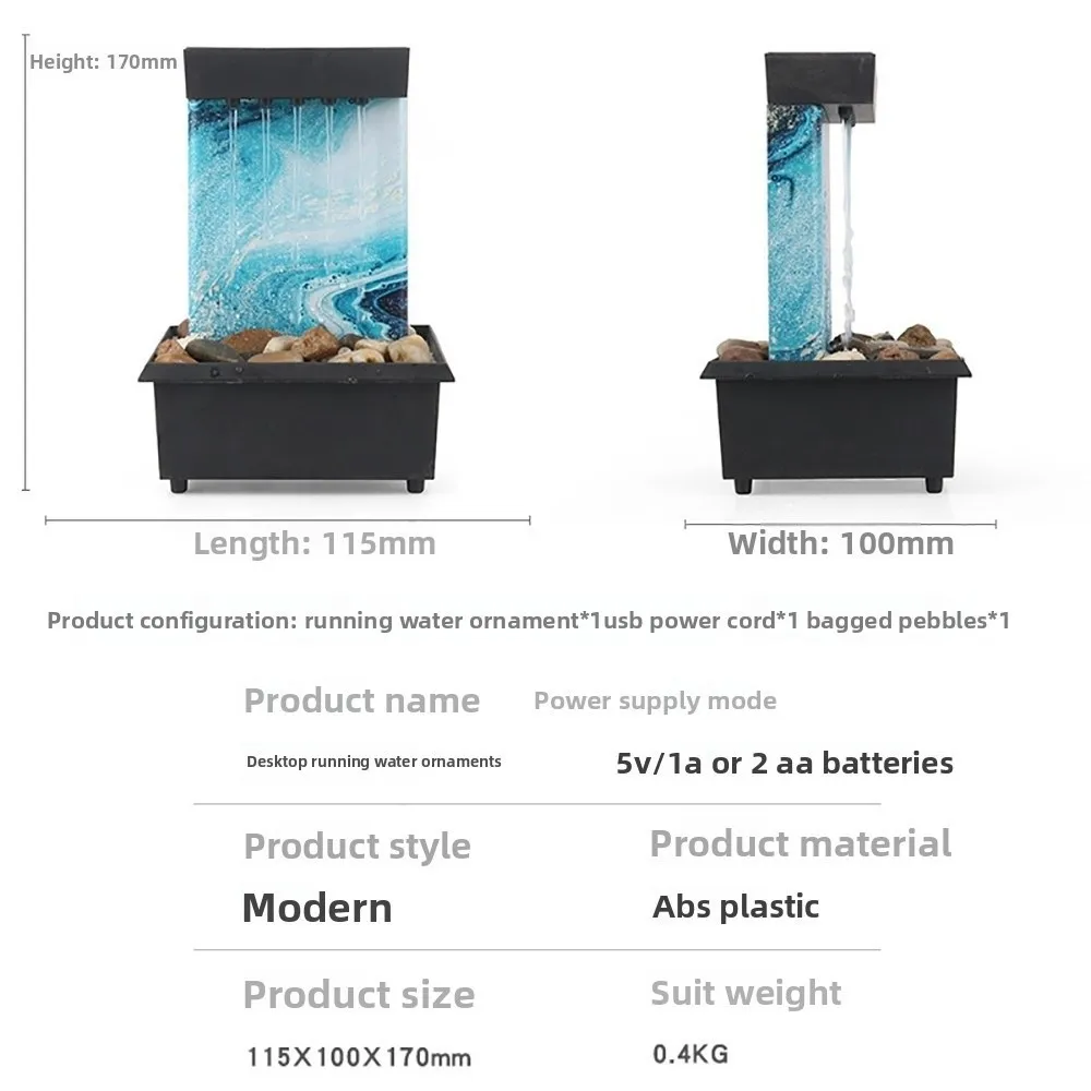 Circulating Water Flow Water Fountain ABS Battery/Plugged in Flowing Water Ornaments Micro Landscape Waterfall Decoration