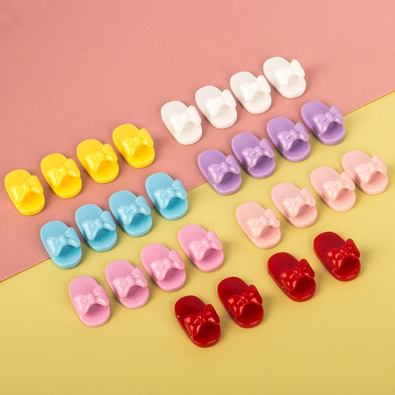 10Pcs Dollhouse Miniature Accessories Simulation Bow Slippers Model Toys For Doll House Doll Shoes Decoration Children Toys Gift