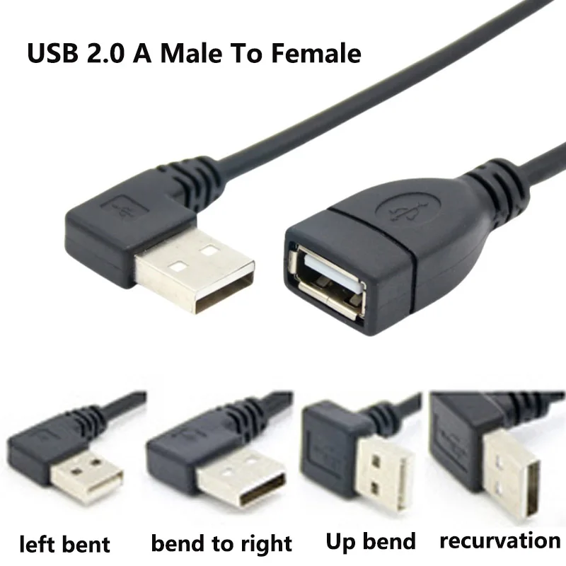 

25 см/50 см/100 см USB 2,0 A «папа-мама» 90 угловой удлинительный кабель-адаптер USB2.0 «папа-мама» правый/левый/вниз/уход черный кабель