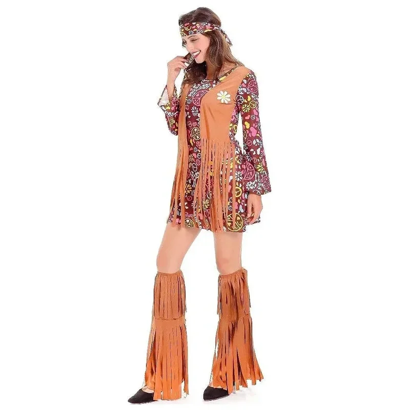 Abito da discoteca di Halloween anni '70 anni '60 Costume cosplay hippie Set anni '70 DJ Dis Cos Abiti da donna Accessori per donna Uomo