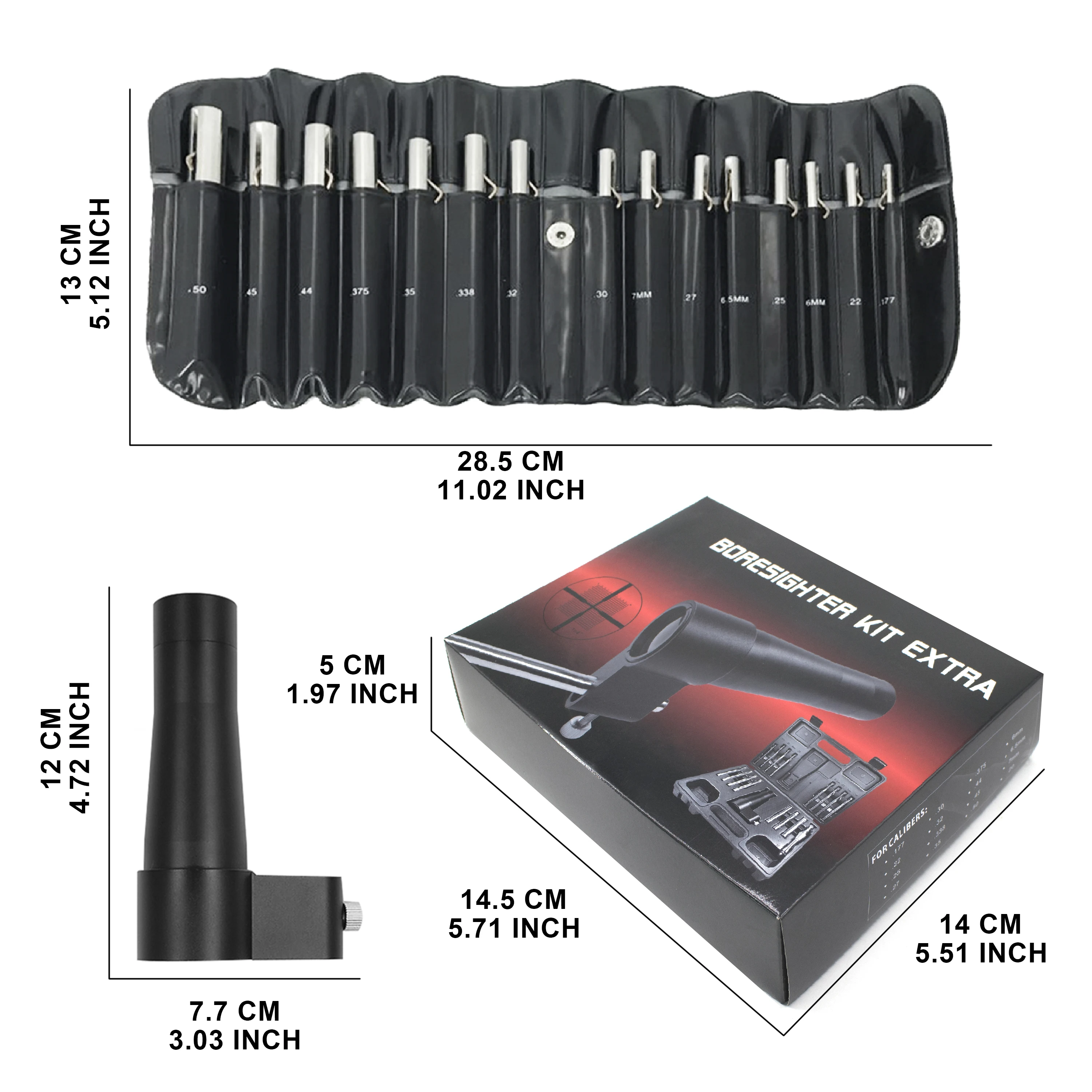 15 caliber boresight kit shooting training sight quick calibration set with red dot zeroing device