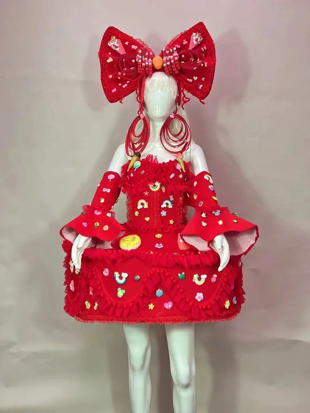 Robe de gâteau de bonbons pour filles mignonnes avec coiffe, chanteur d'ouverture de bar de défilé, tenues de spectacle de scène de danse, costume de Noël, 8 couleurs