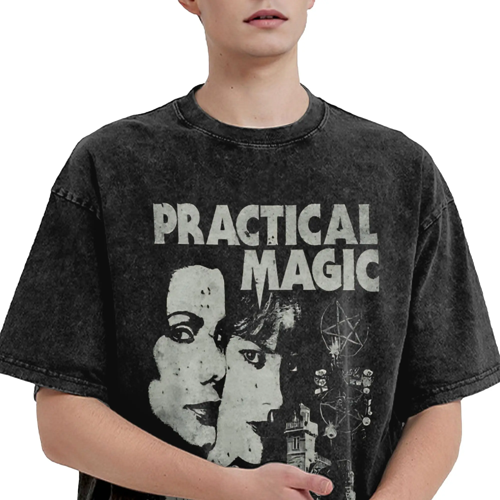 Printed Practical Magic Witchcraft Witchy Occult Spellcasting Washed T Shirts Merch Harajuku T-Shirt  Men Women Tees