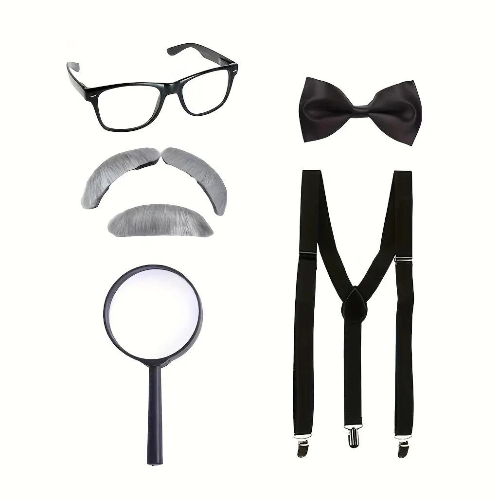 

Аксессуары Для дедушки PESENAR, мужские очки, бороды, глаза, брови, галстук и галстук, костюм для праздника