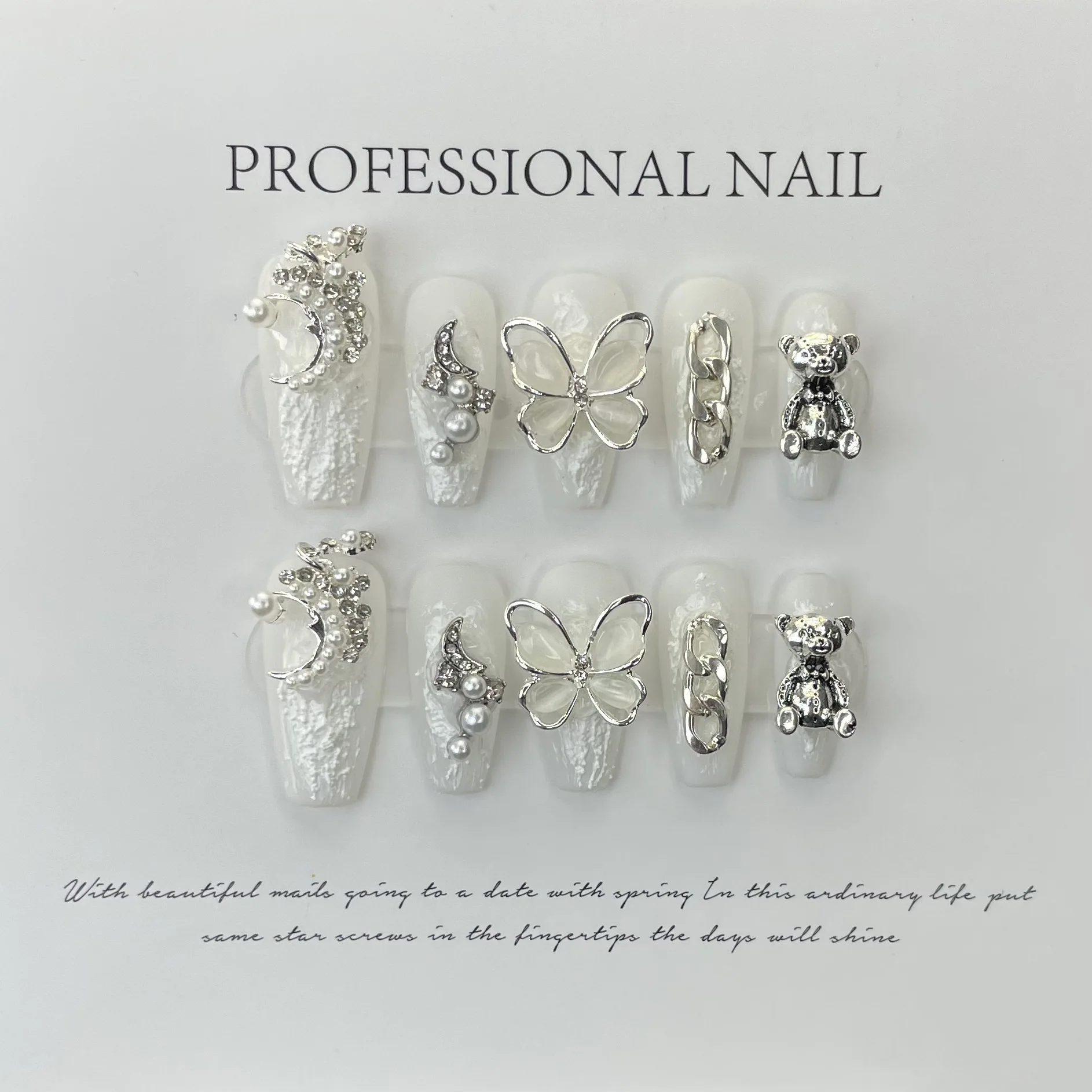 

Heavy Industry Crystal Butterfly False Nails Retro Baroque Gypsum Adhesive Nail Enhancement Handmade Press On Nails