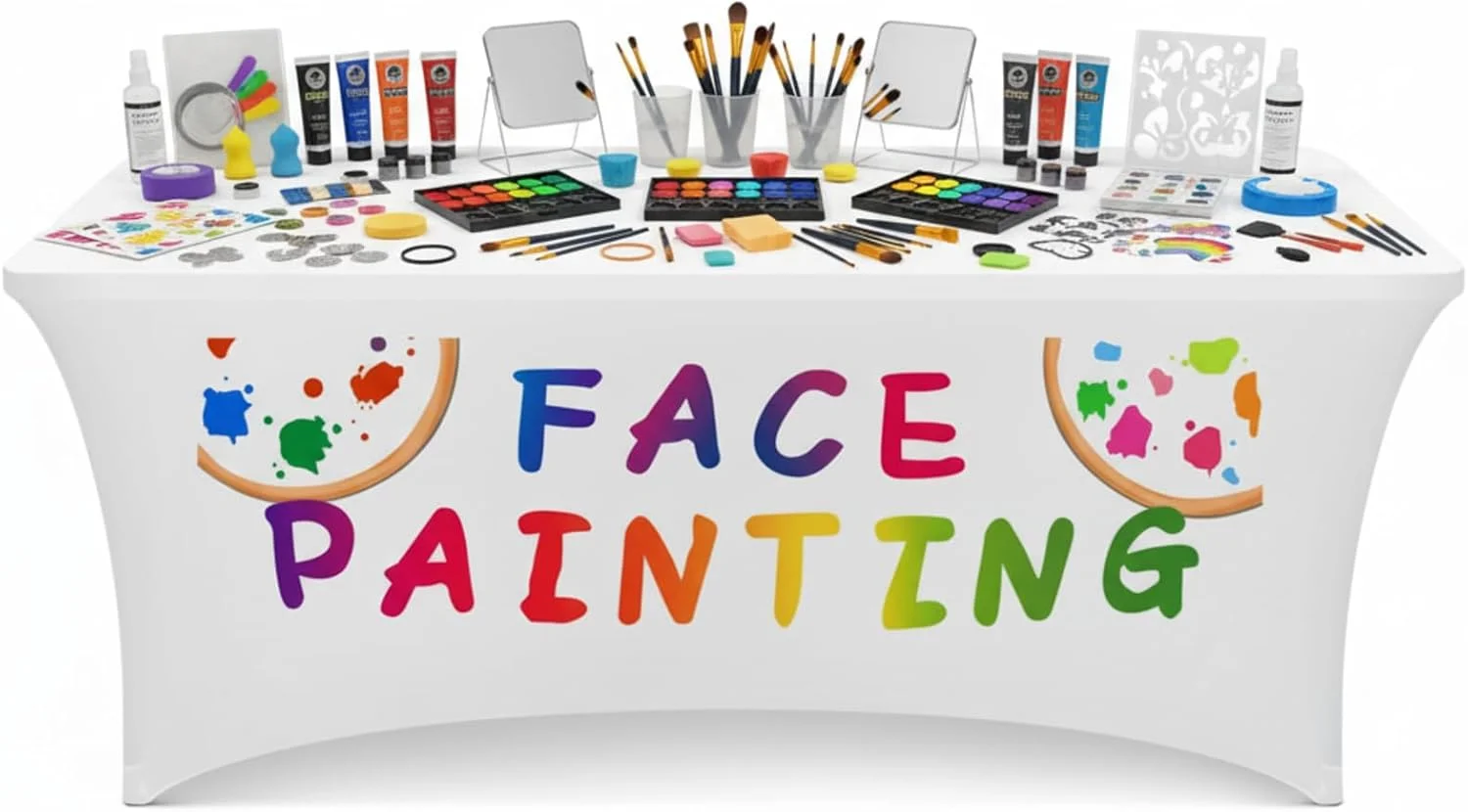 

Professional Heavy Duty Face Painting Tablecloth Non-See-Through Spandex Cover for Artist Booth Activity Station Fair Carnival
