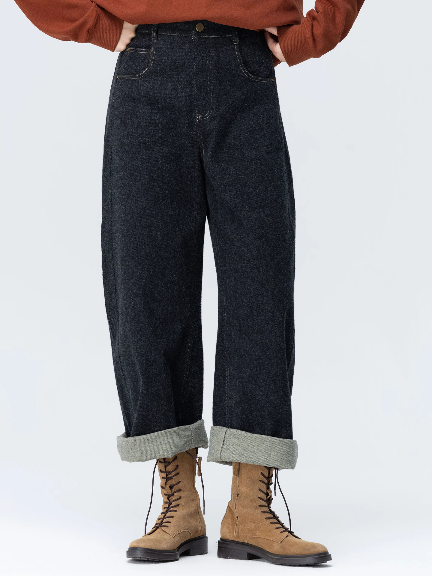 

Джинсы WeTHEE Thier Double-Sided Brued Knife из денима с эффектом смягчения, из смесовой ткани хлопка и полиэстера, повседневные, свободного кроя