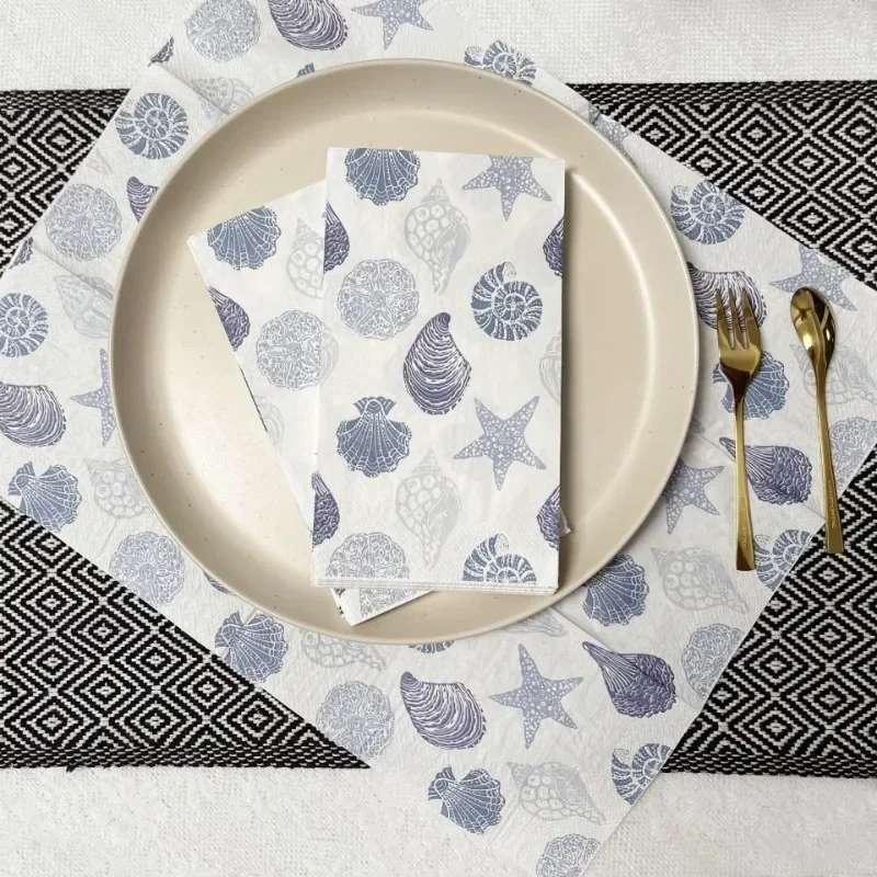 pcs 33*40cm 3-Ply Ocean Collection Starfish Print Rectangle Paper Napkins Party Print Paper Placemat Butterfly Bone Bart Paper