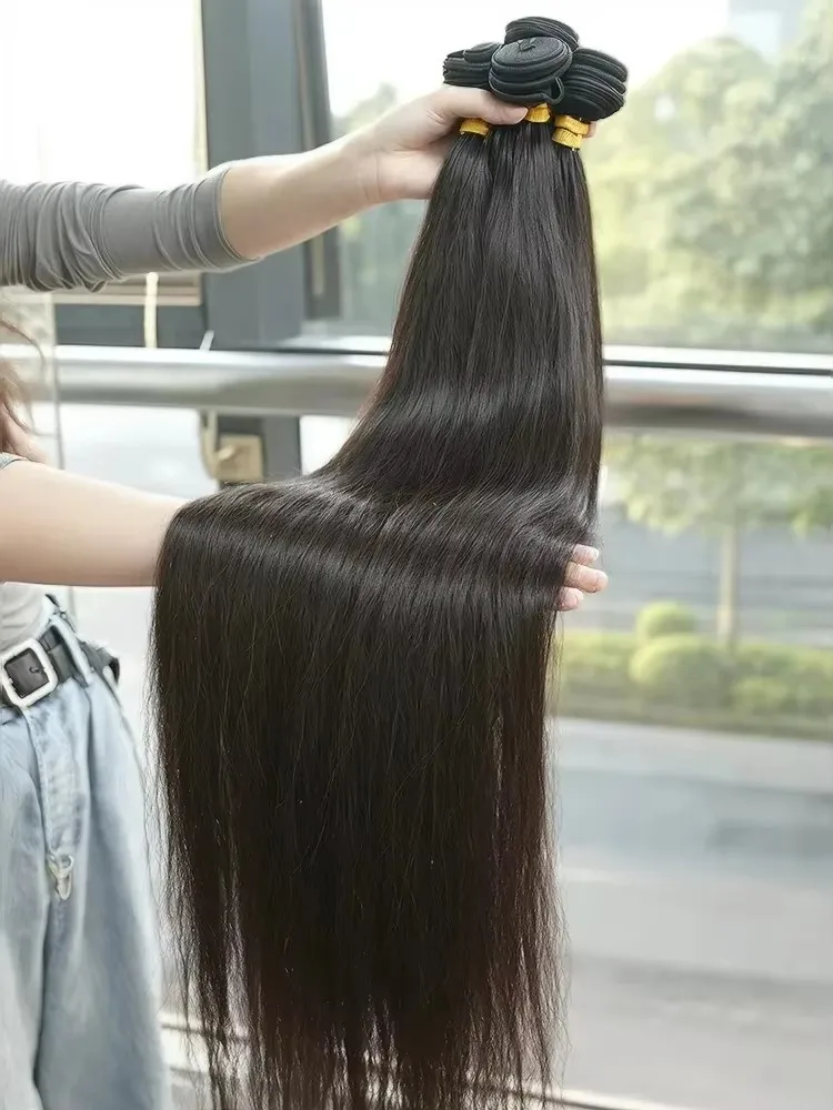 

Valuri 32-дюймовые прямые пучки человеческих волос с костями, индийские девственные необработанные 100% необработанные человеческие волосы для наращивания, 3 4 пучка утка