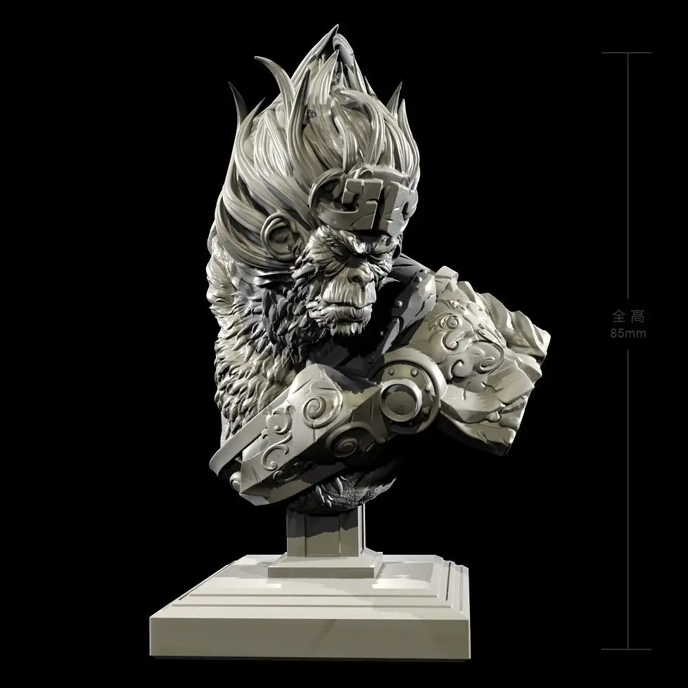 85mm Sun Wukong Bust Resin Model 3D Printed DIY Painting Figurines Self-assembly Miniatures