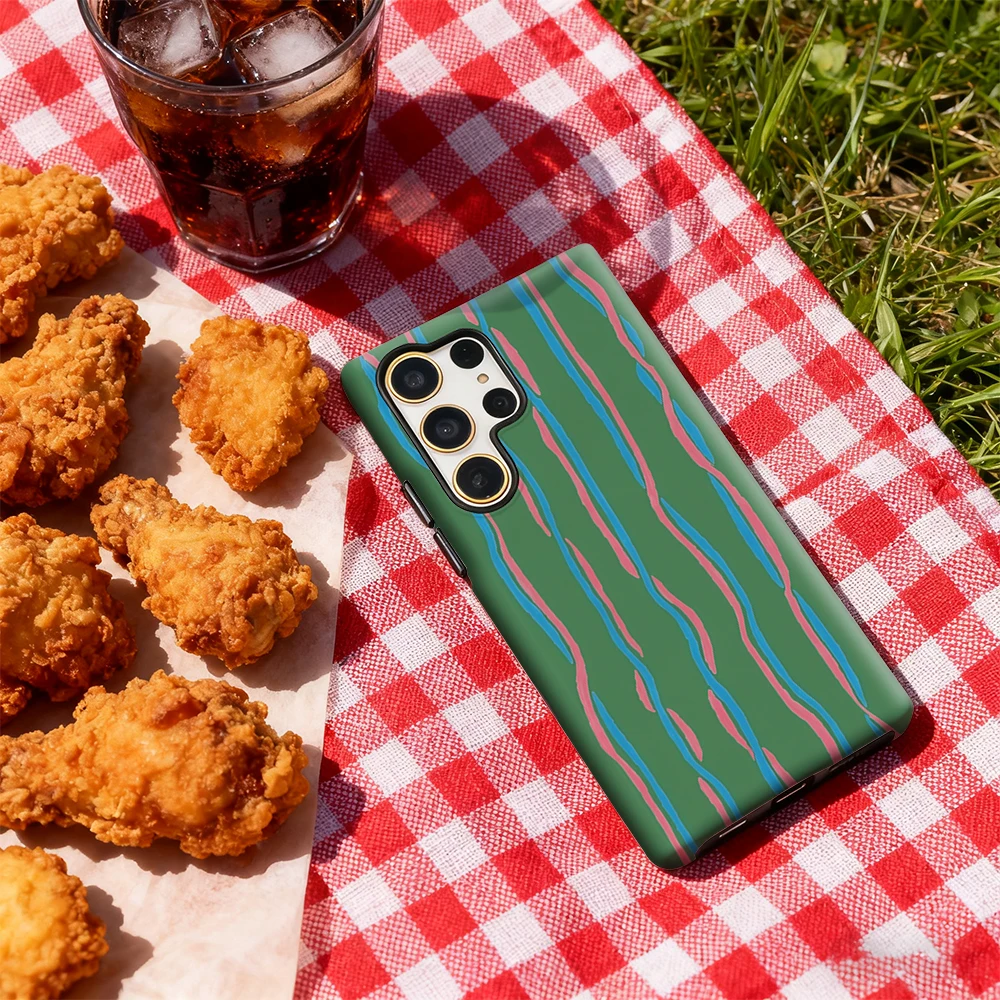 حافظة لهاتف سامسونج جالاكسي S25 Ultra S24 S23 Ultra Plus غطاء خلفي لامع بطبقة مزدوجة باللون الأخضر والوردي والأزرق #5