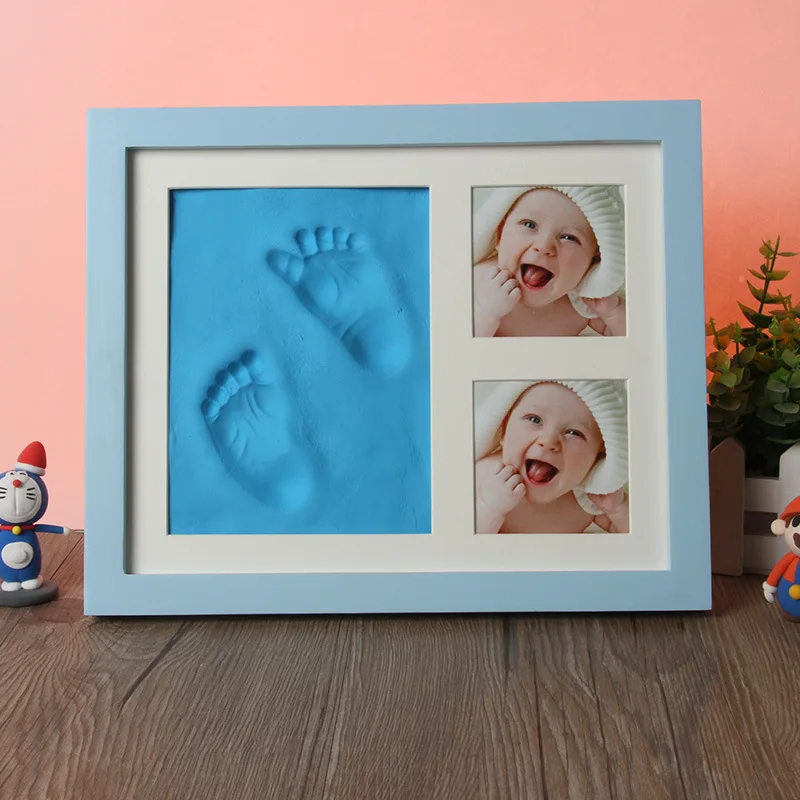 Baby Hand&Foot Print Hands Feet Mold Maker Bebe Baby Photo Frame With Cover Fingerprint Mud Set Baby Growth Memorial Gift Baby