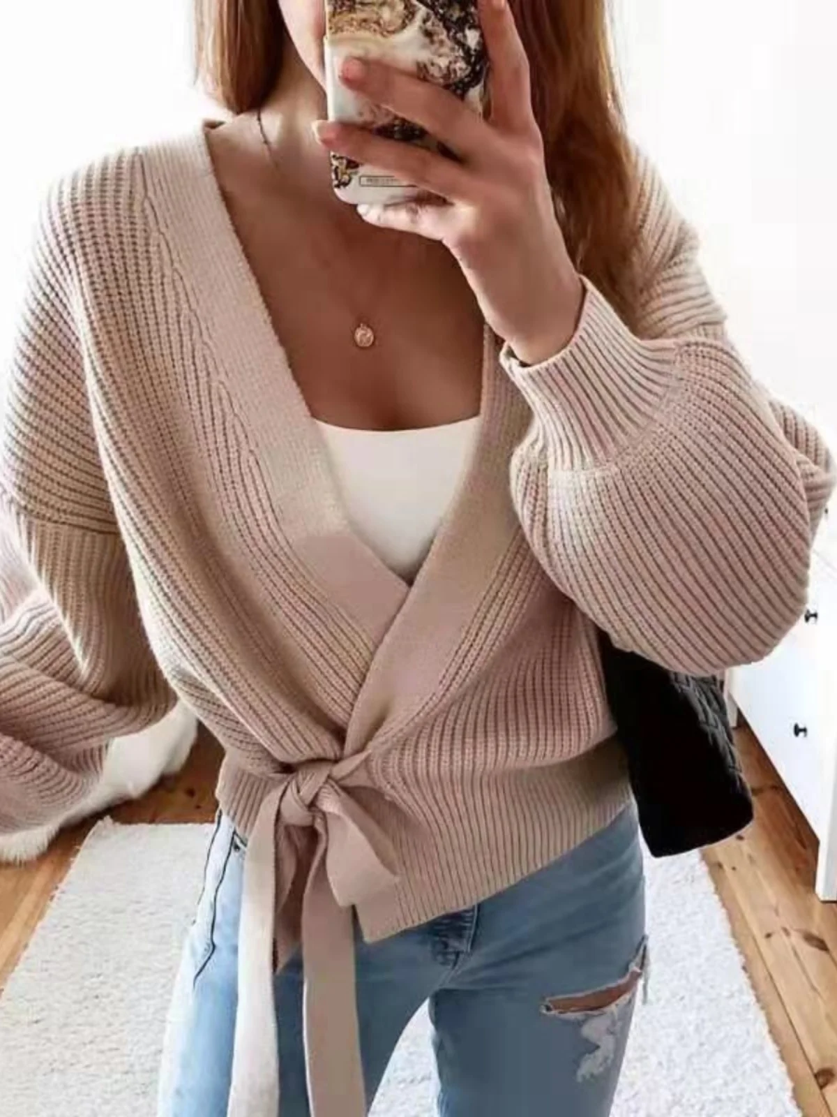 

Faionable V-Ne, длинный вязаный свитер с застежкой на талии, пальто, женское уличное пальто свободного покроя из полиэстера, весна-осень-зима