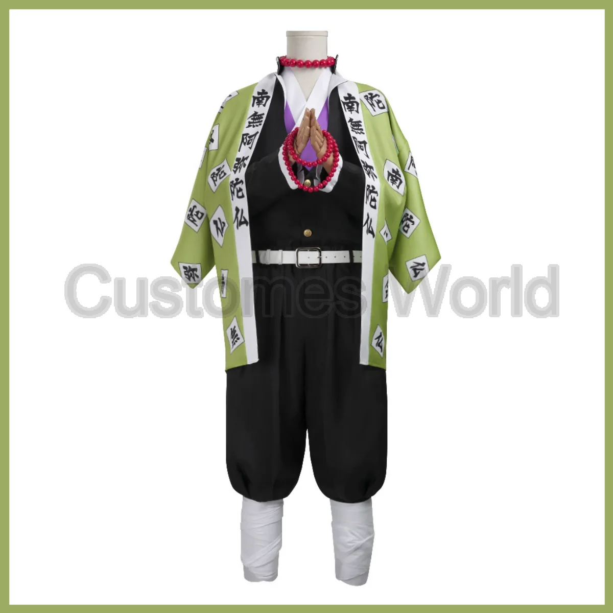 Anime Himejima Gyoumei Cosplay Costume Monk Printing Outer Drape Wig Team Uniform Bracelets Man Halloween Suit