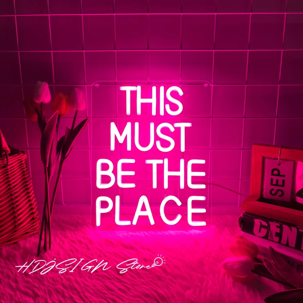

This Must Be The Place Неоновая вывеска USB Настенный декор Свадьба Дом Спальня Вечеринка Декор USB Неоновая светодиодная вывеска Ночное освещение