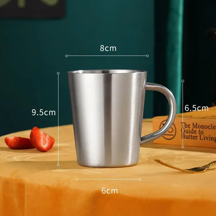 New Double Wall Stainless Steel Coffee Mug Water Milk Tea Cup Beer Drinking Mug 300ml