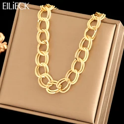 EILIECK 316L Stainless Steel Link Chain Necklace For Women New Trendy 18K Gold Plated Neck Chain Waterproof Jewelry Gift Collar