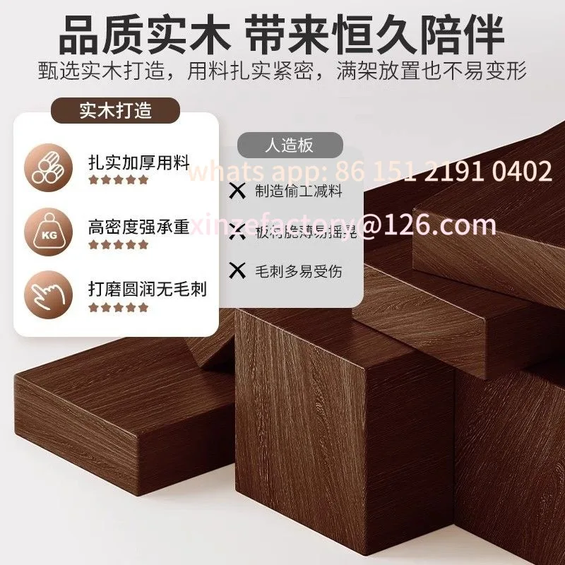 Customizable all solid wood bookshelf whole wall bookcase integrated new Chinese living room walnut color full wall home shelf