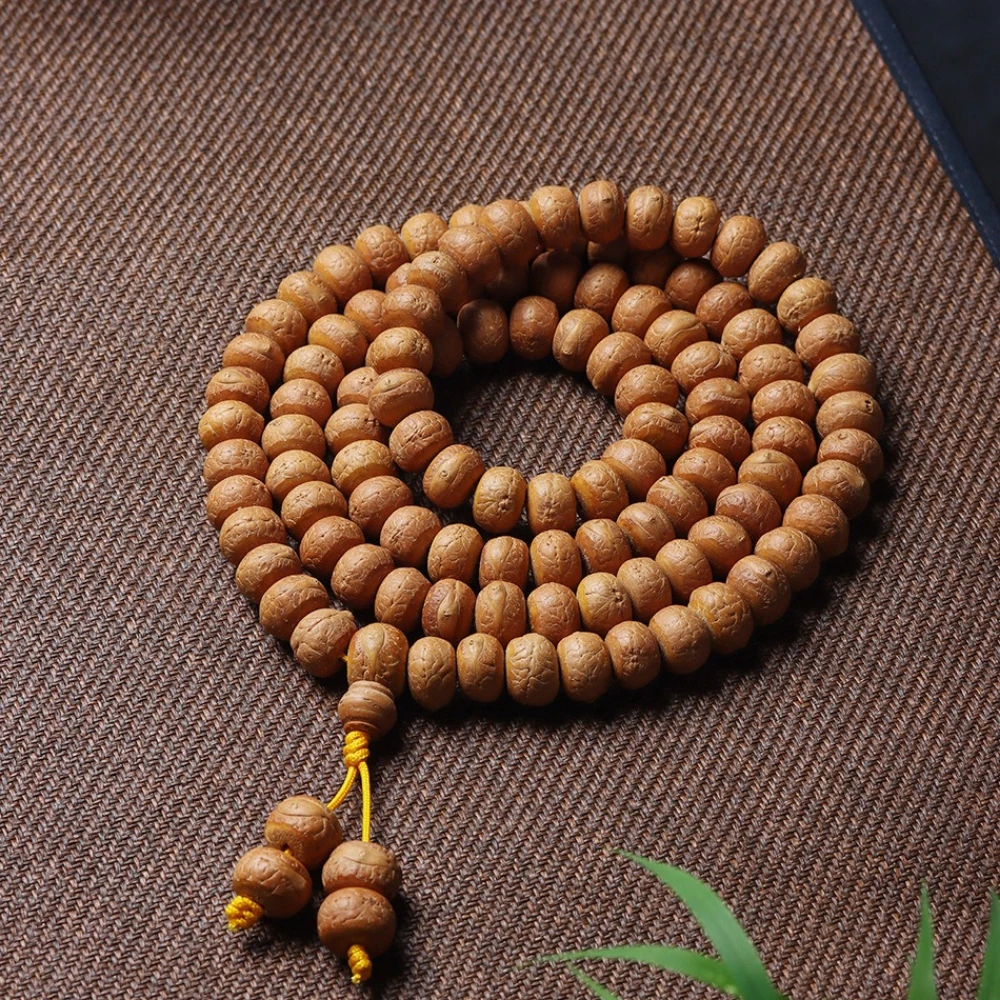 

Nepal Tibetan Style Bird's Eye 108 PCs Prayer Beads Red Yellow Leather Boutique Bodhi Seeds Bracelet accessories