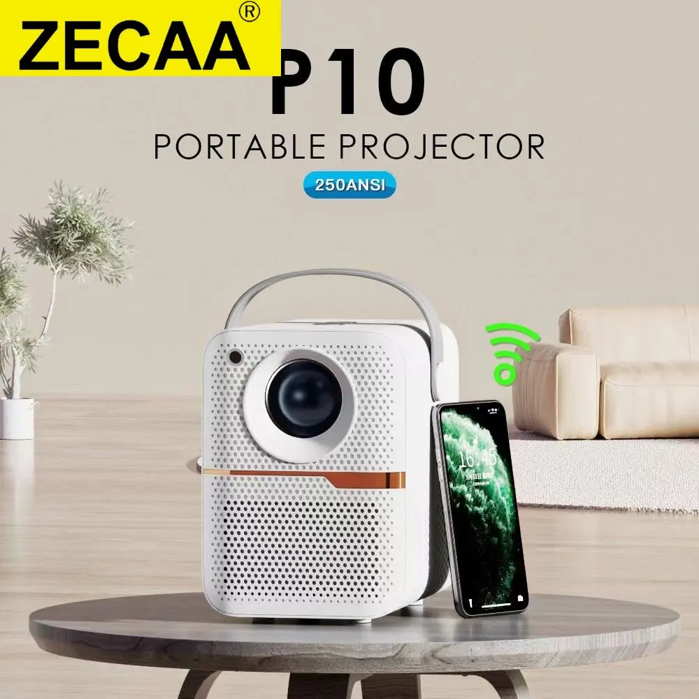 

ZECAA New Full HD 720P 250 ANSI 4K 2.4G+5G Dual Band WiFi 6 Android 10 Portable Bluetooth 5.4 Smart Home Multimedia Projector