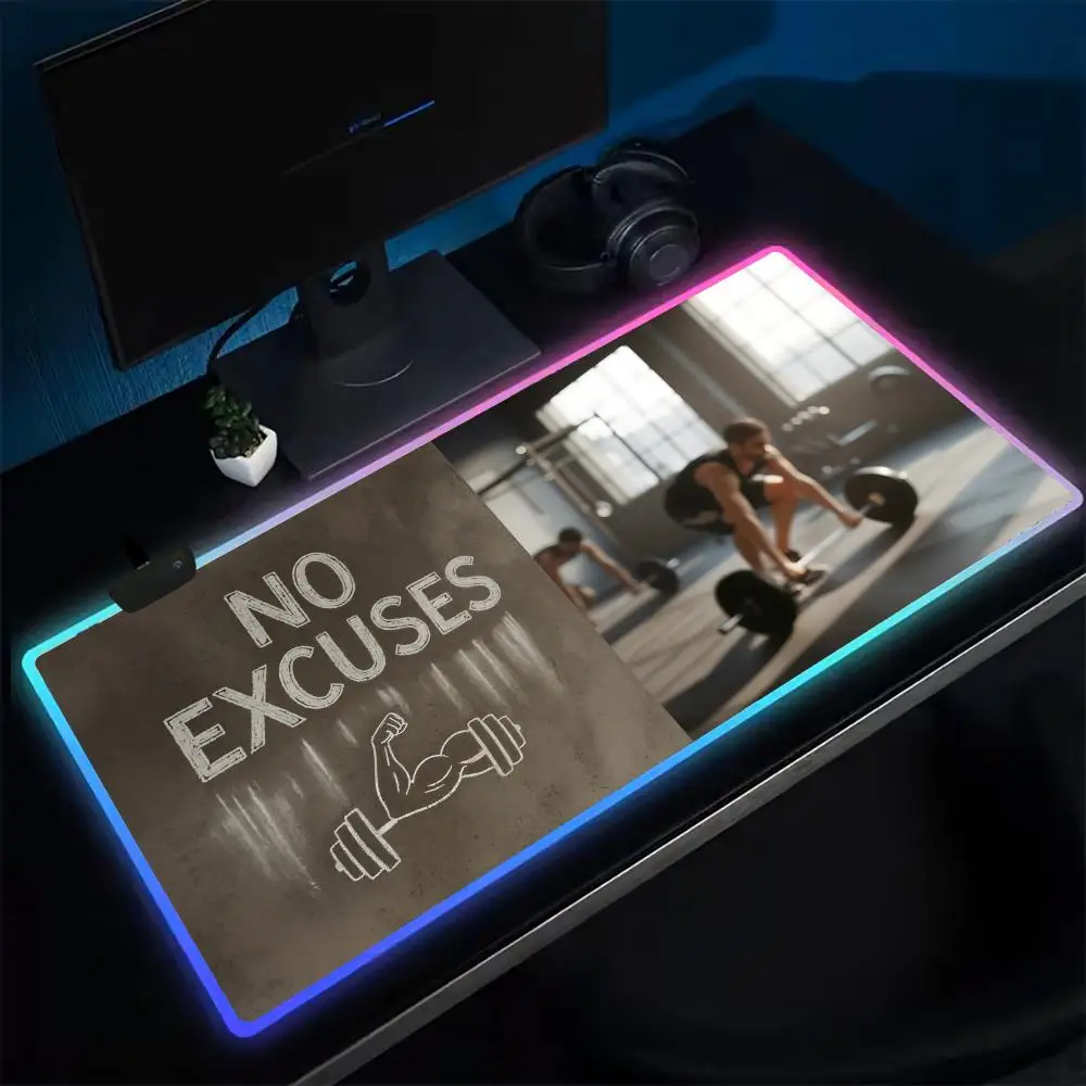 GYM لا أعذار ماوس الوسادة أنيمي الألعاب ماوس الوسادة LED الجدول منصات الخلفية المطاط سطح المكتب XXL RGB مكتب الحصير #2