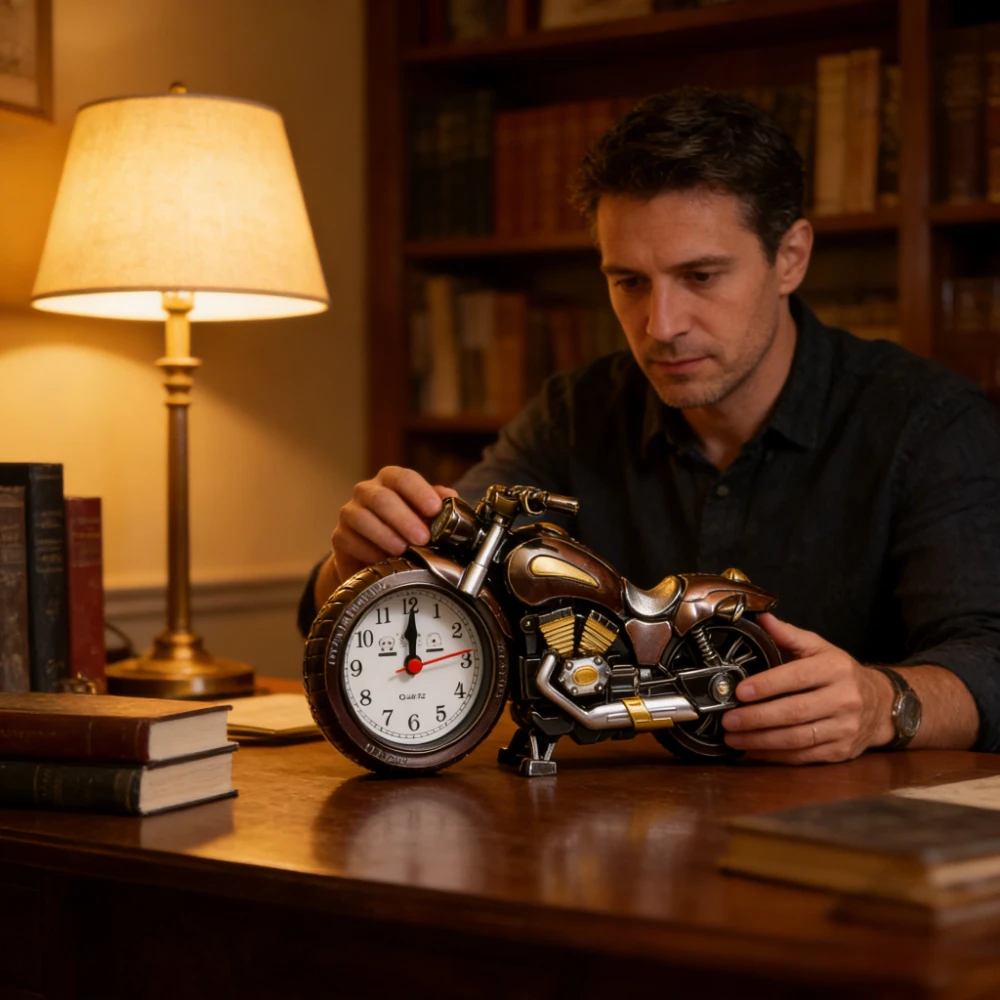 Creative Motorcycle-shaped Alarm Clock, Fashionable and Unique Bedside Clock, Modern and Simple Decorative Item for Home Use