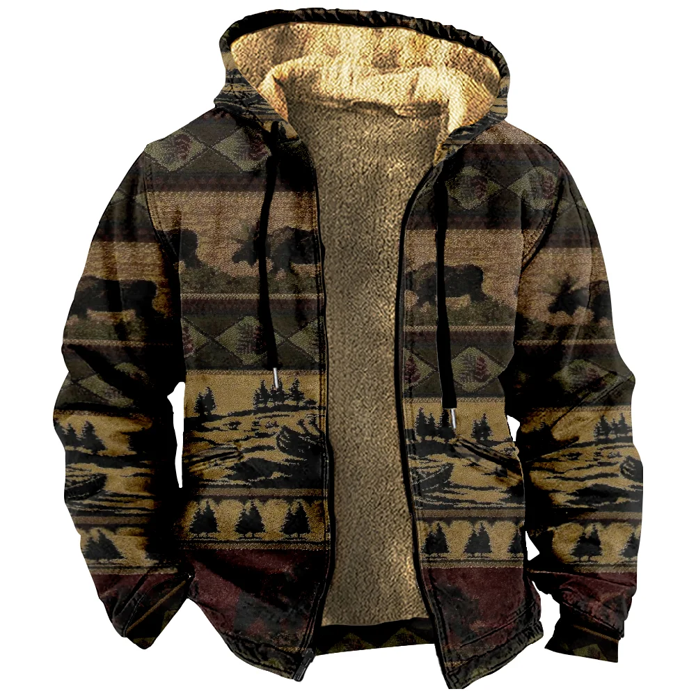 

Men's Zipper Long Sleeve Hoodies Coat Jacket Aztec Retro Casual Winter For Men/Women Clothing Sweatshirt Outerwear