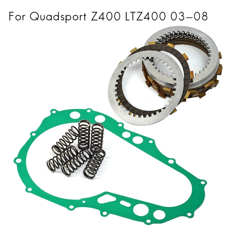 Clutch Kit Clutch Friction Plates Heavy Duty Springs & Cover Gasket For Suzuki Quadsport Z400 LTZ400 03-08