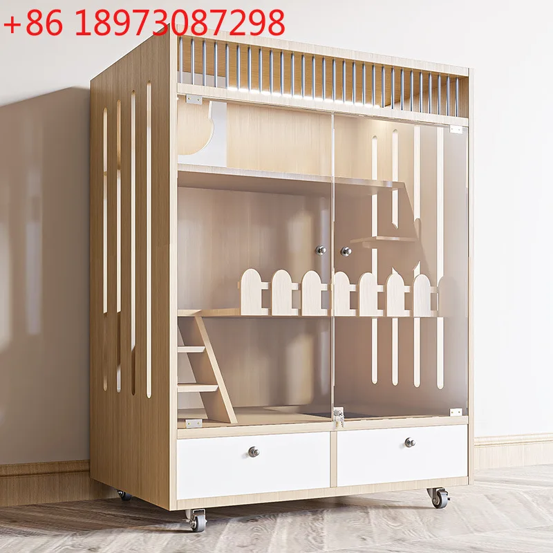 

Кошачья вилла, домашний кошачий домик с туалетом, встроенная клетка из цельного дерева, роскошная космическая капсула