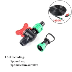2~100pcs 16mm Micro Irrigation Drip Tape Male Thread Valve Connector Soaker Greenhouse Watering Patch Tape Hose End Cap Joints