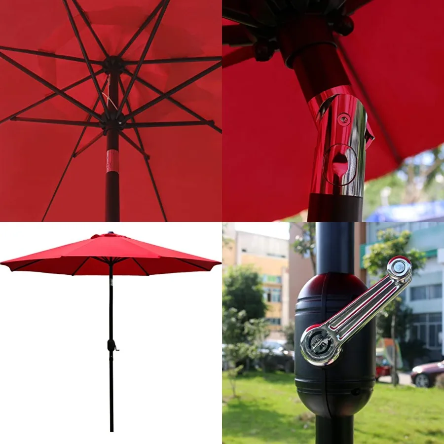 

9' Patio Umbrella Outdoor Table Umbrella with 8 Sturdy Ribs