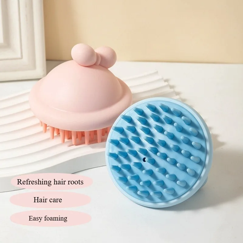 Wet Dry Scalp Massage Shampoo Brush Soft Silicone Head Spa Scrubber Comb For Human And Pet Bath Grooming Tool