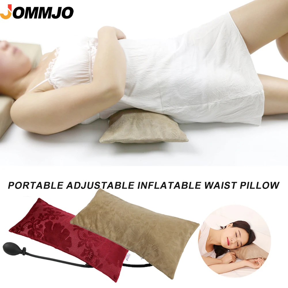 Inflatable Lumbar Support Pillow, Portable Lumbar Support Backrest Cushions with Hand pressure inflation for Home, Office, Car