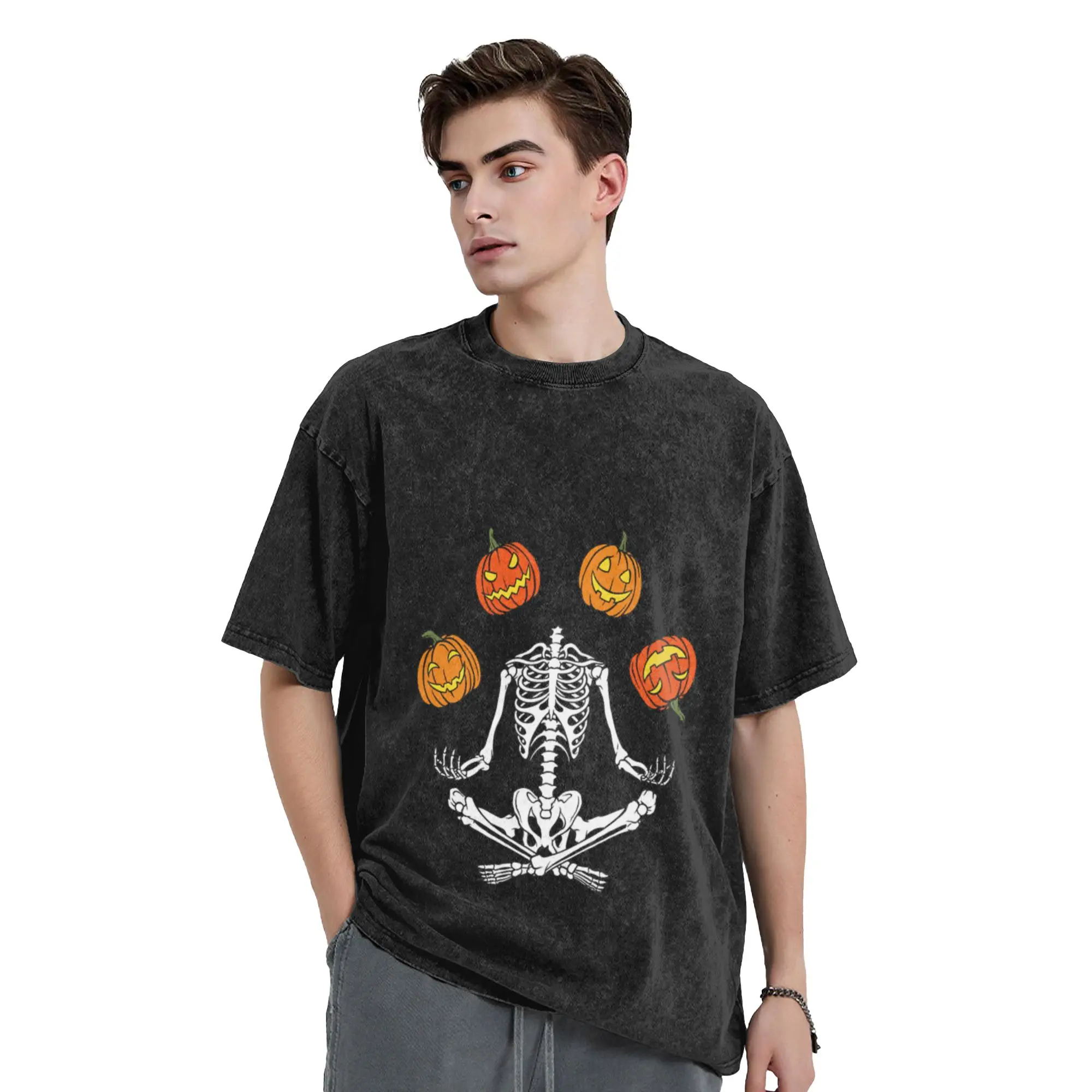 Spooky Halloween Skeleton  Unique Comfort A T-Shirt Oversized Short Sleeve Men's Women's Cotton Tees Tops