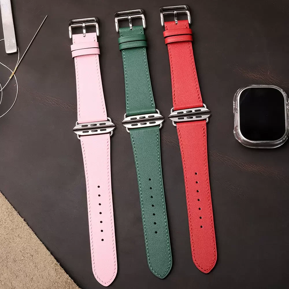 Leather Correa For Apple Watch Band 46mm 44mm 45mm 38mm 40mm 41mm 42mm Bracelet With Logo Strap For iWatch Ultra 1 2 SE 6 7 8 9