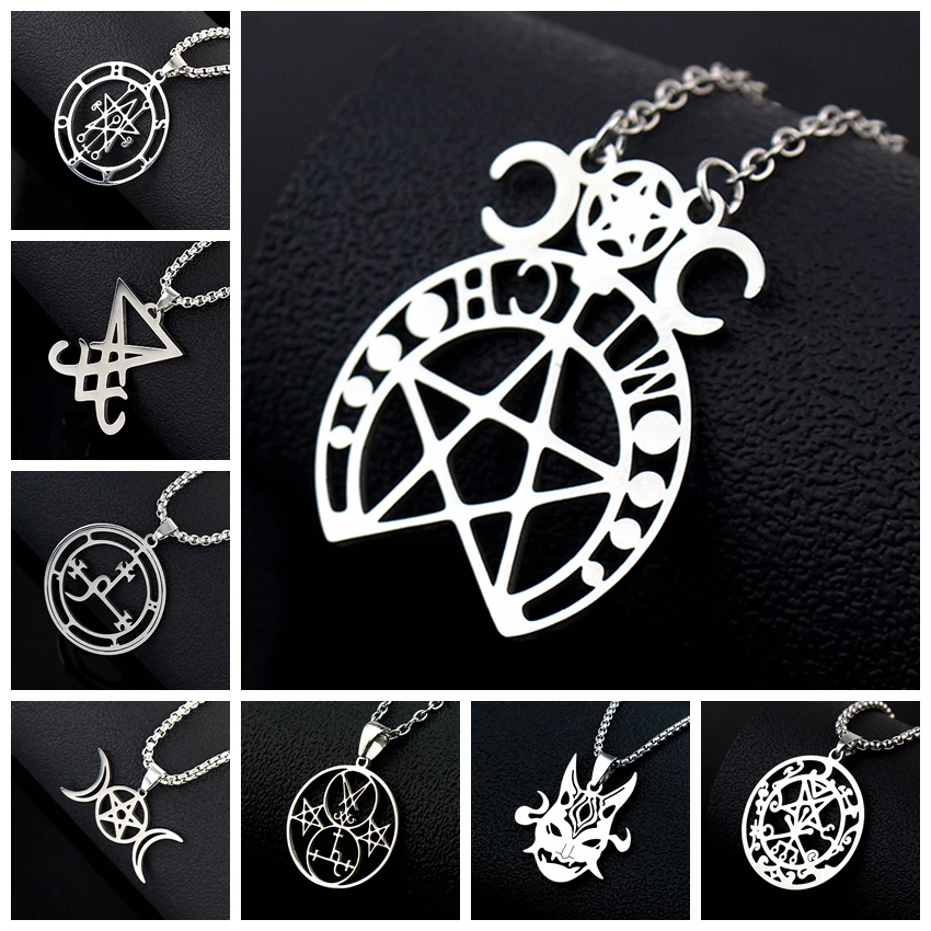 Satan LILITH Pendants Necklaces Demon Seal Stainless Steel Necklace for Men Women Silver Color Jewelry Colares Feminino