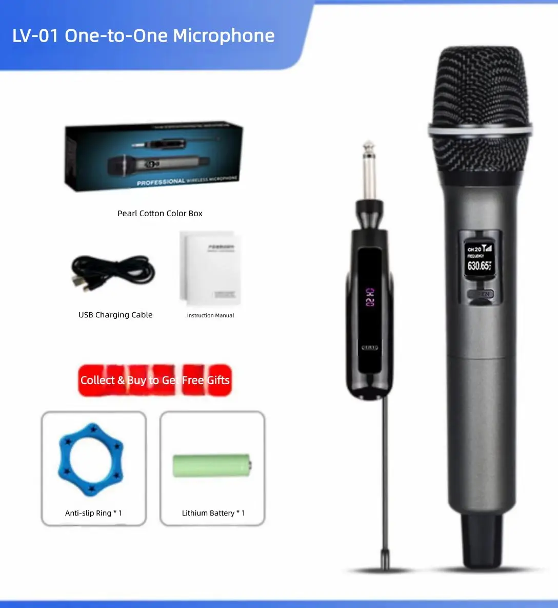 Wireless universal microphone one-to-two U-band FM home user outdoor sound live stage hand-held charging microphone