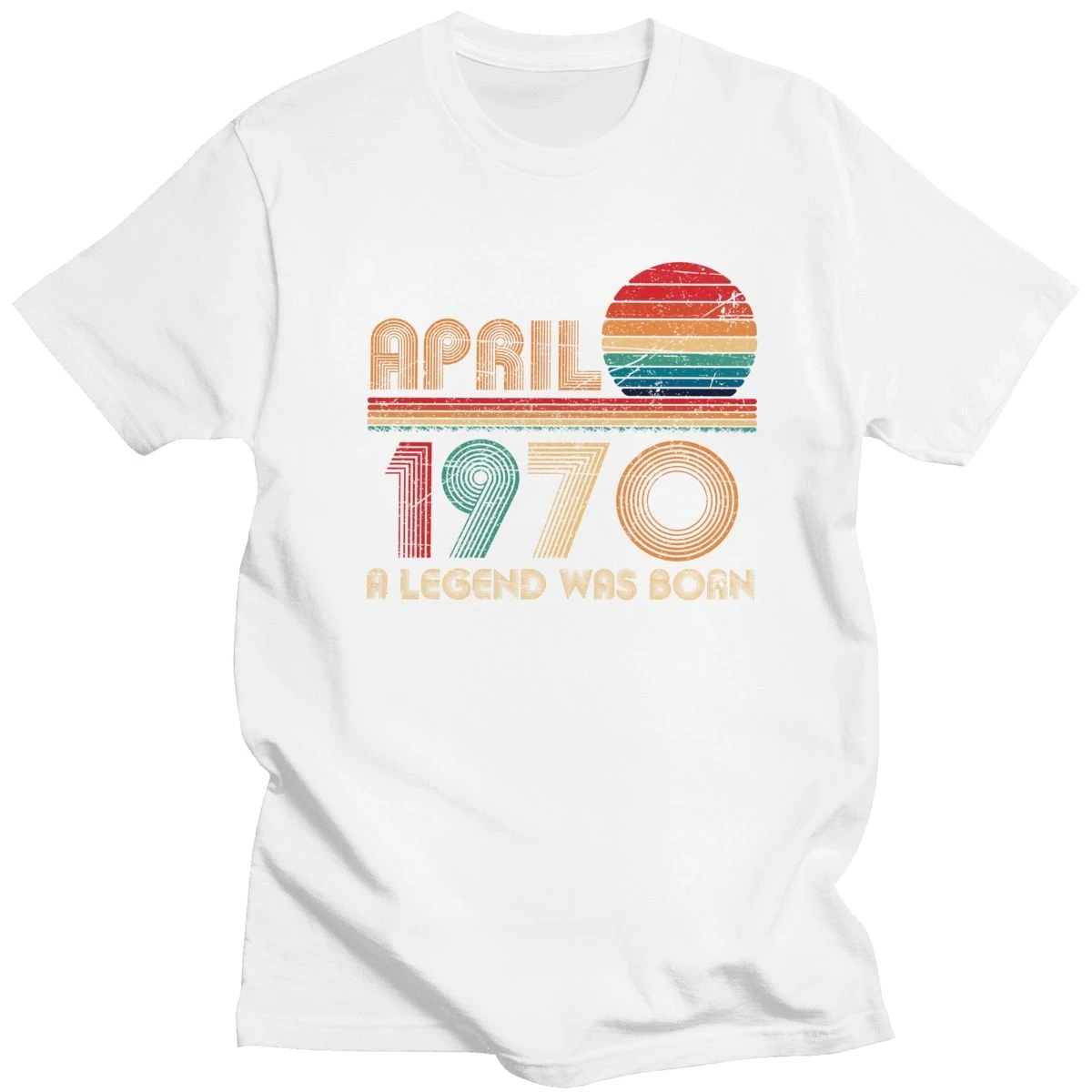 Men Short Sleeve O-neck Cotton Sunset Tshirt 50th Birthday Gift April 50 Years Tee Shirts Retro Legends Are Born In 1970 Shirt