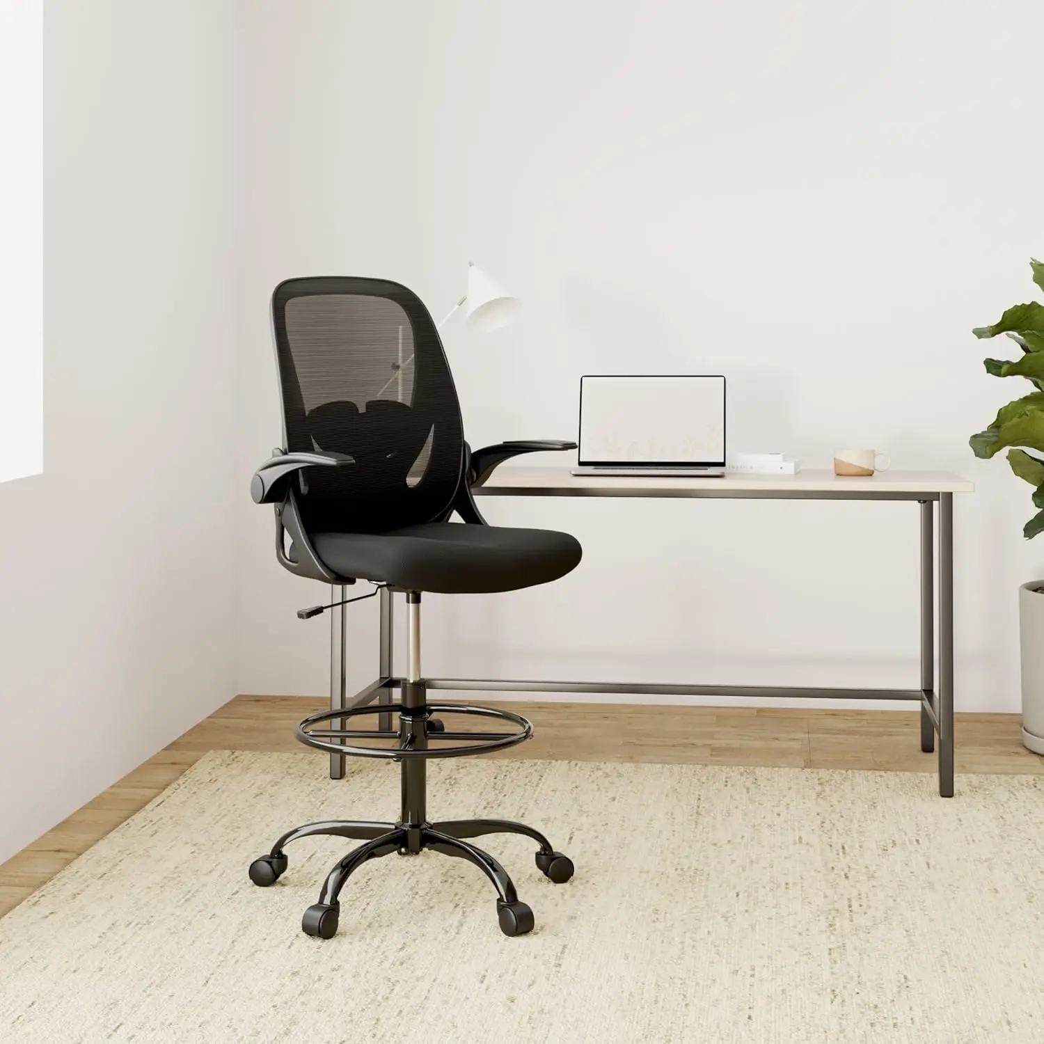 Office Chair with Flip-up Armrests Executive Ergonomic Computer Standing Desk Chair with Lumbar Support