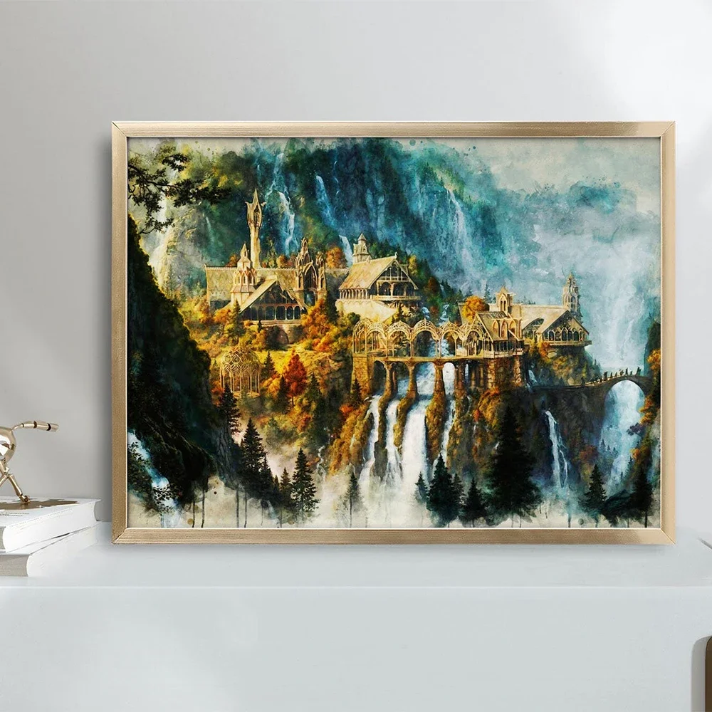 Middle-Earth Rivendell Landscape Movie Poster And Prints Painting On Canvas Wall Art One Ring Film Picture For Room Decoration