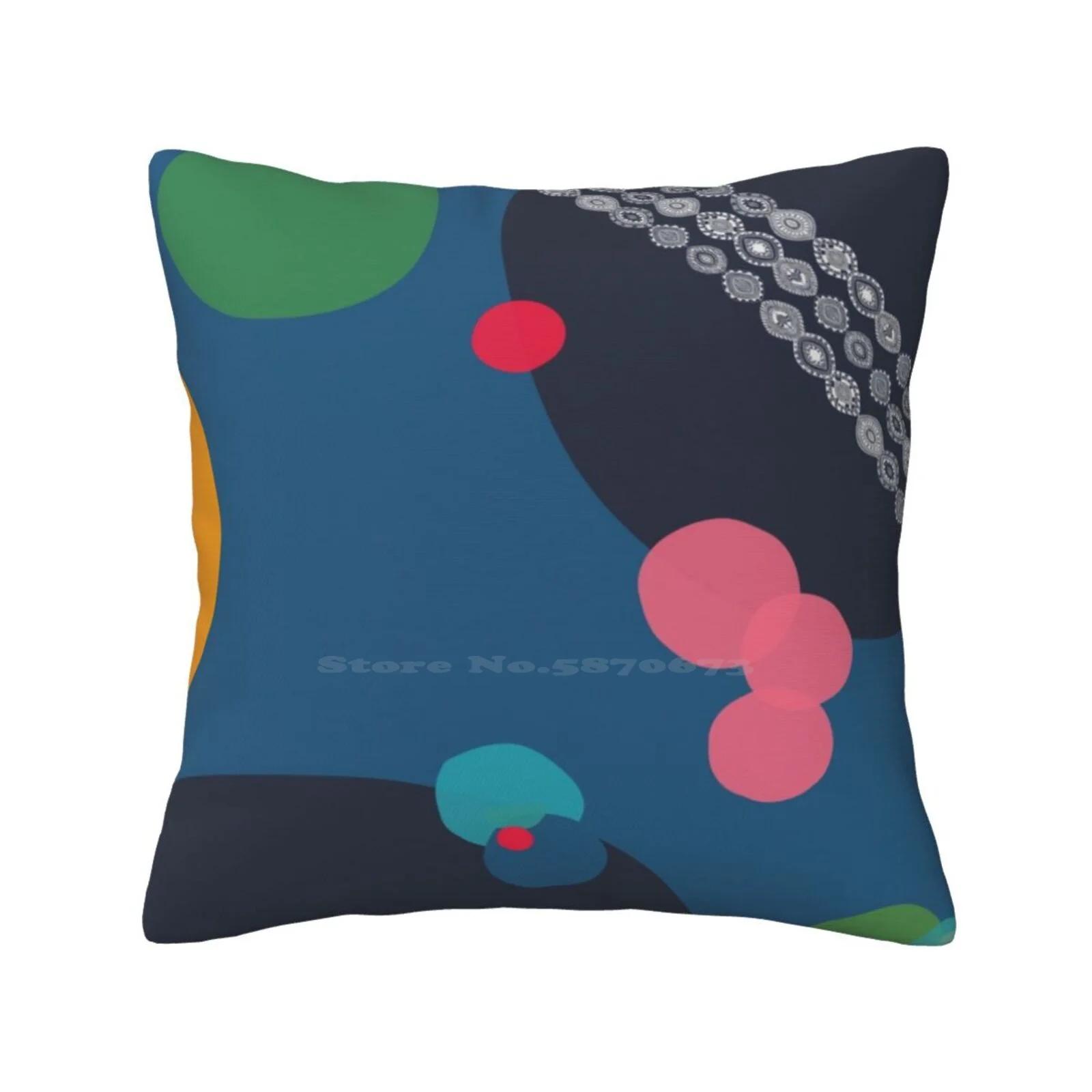 Thirteen Throw Cushion Pillow Cover Abstract Shape Circle Blue Green Aqua Orange Pink Red Navy Modern Pattern Spot Space