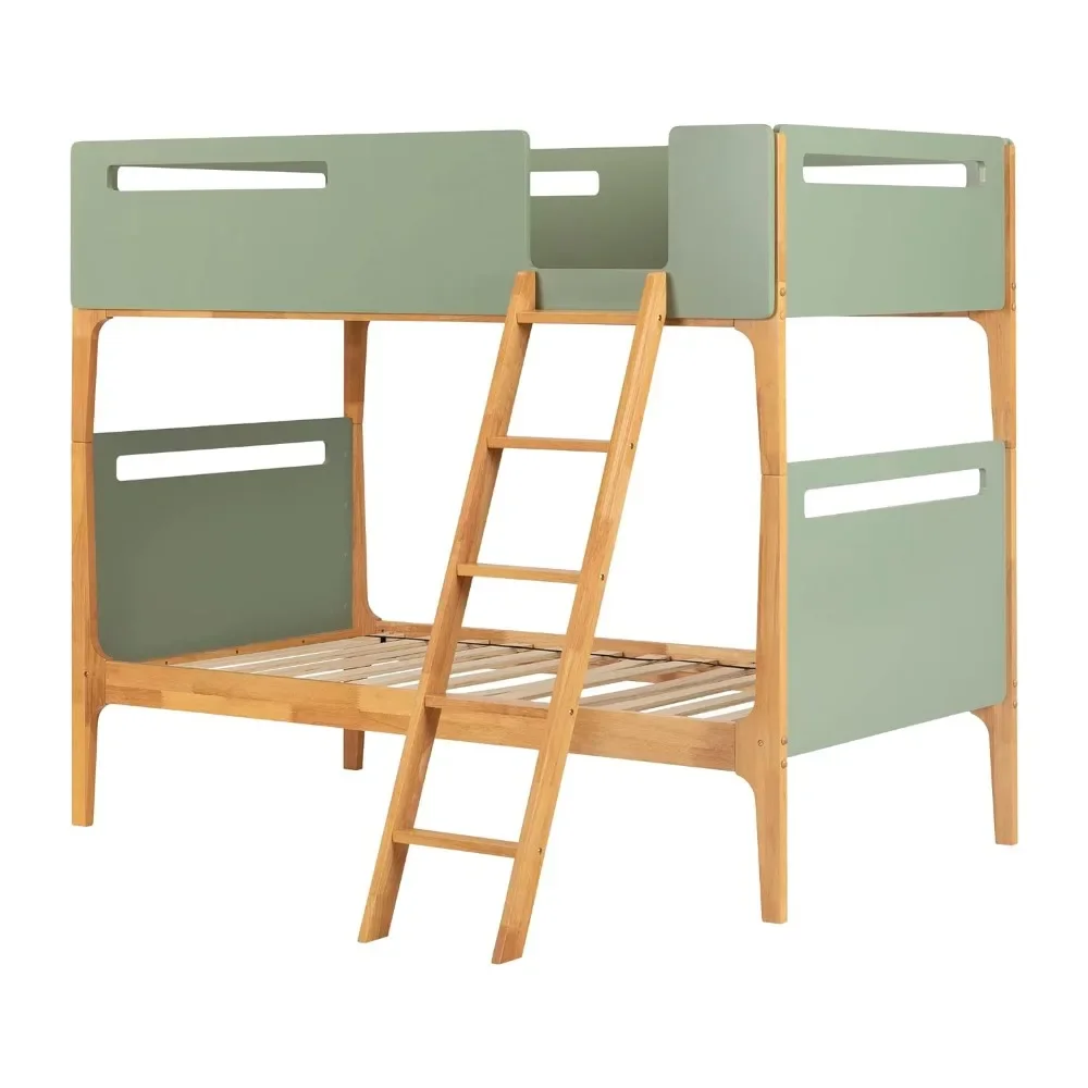 Bebble Modern Bunk Bed Natural and Sage Green, Scandinavian Beds