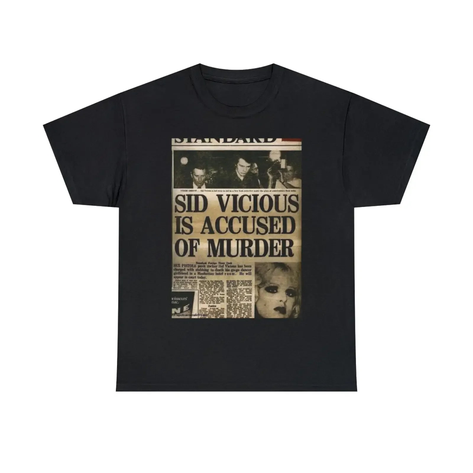 SID VICIOUS Accused of Murder Kurzarm T Shirt vintage Washed Stylish Versatile Slightly Top For Everyday Wear homme streetwear