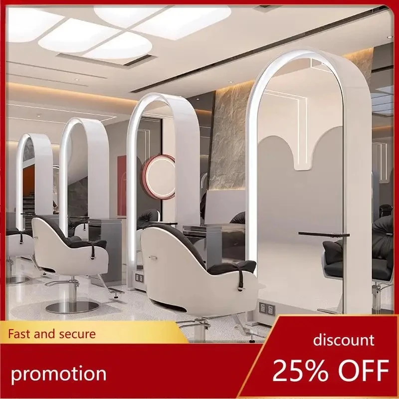hair salon mirror stainless steel hair salon special single and double-sided floor-to-ceiling hair cutting mirror table