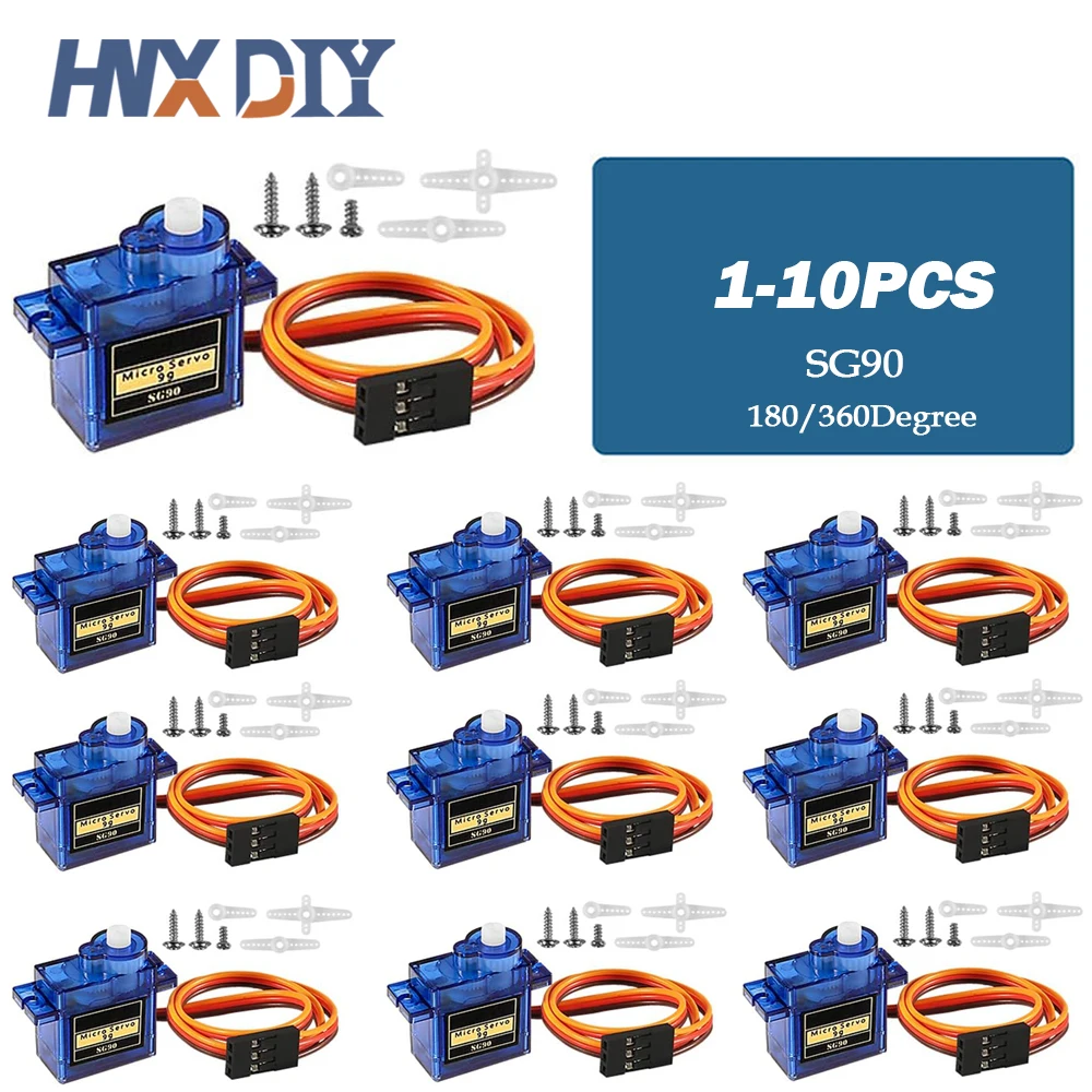 1-10 sztuk SG90 9G mikro cyfrowy serwomotor 180/360 stopni przekładnia stałopłat serwosilnik dla zdalnie sterowany helikopter zabawka samolot samolot
