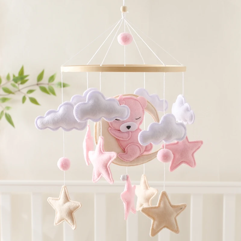 Baby Toys 0 12 Months Pink Bear Mobiles Room Decoration Montessori baby Rattles Baby stroller Bed Bell for newborn baby Gifts