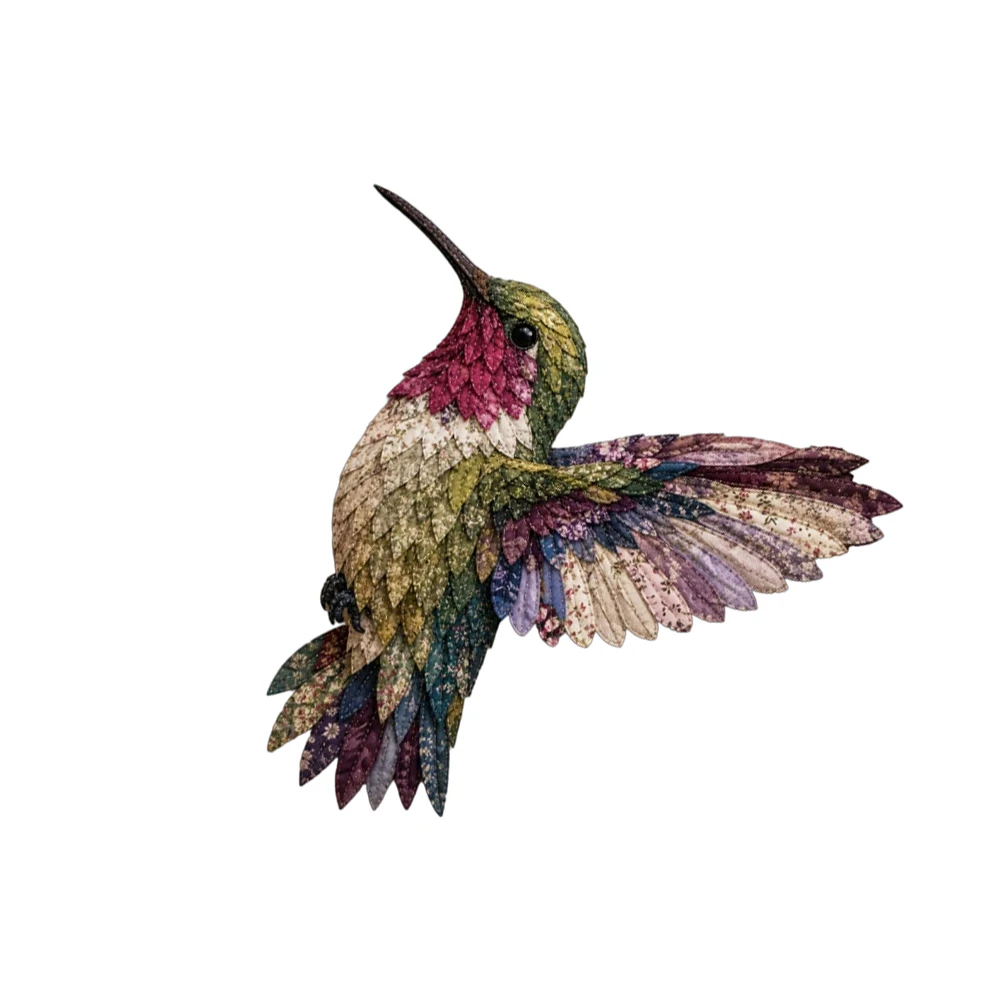 Patchwork Bird Art Project Kit Featuring Multi-Layer Fabric Construction and Embroidery Techniques for Crafters of All Levels